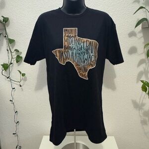 Texas Cities Graphic Tee Black Unisex Short Sleeve Shirt Size M